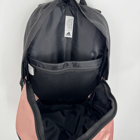 Adidas League three stripe backpack bookbag padded school black rose gold - Picture 6 of 10